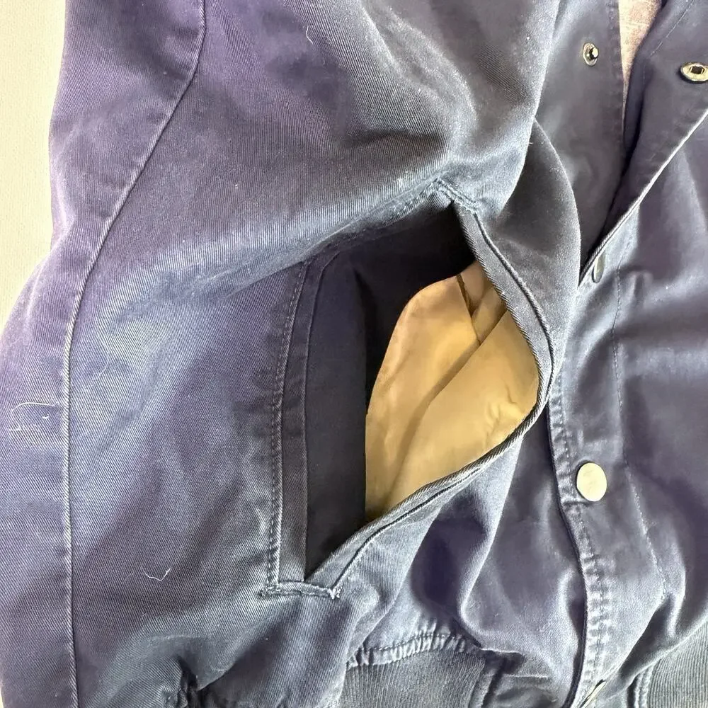 Banana Republic Bomber Jacket Men's M Blue Snap Front Minimalist Casual Flight